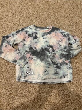 abercrombie kids Pastel Tie-Dye Crewneck Sweatshirt - Pink, Gray, Mint